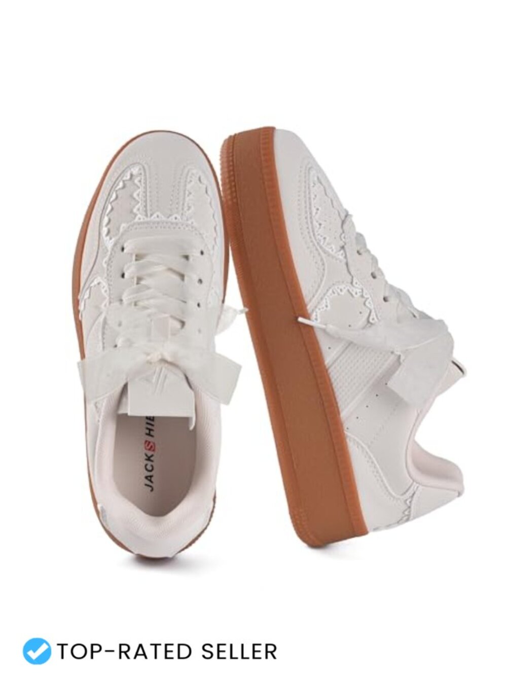 Lace Platform Chunky Sneakers Memory Foam Ribbon Lace-Up